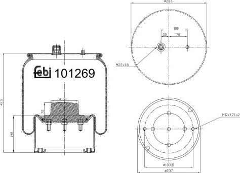 FEBI Bilstein 101269 - Кожух пневматичної ресори autocars.com.ua