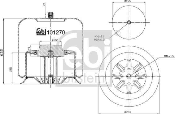 Febi Bilstein 101270 - Кожух пневматичної ресори autocars.com.ua