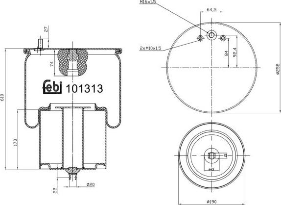 FEBI Bilstein 101313 - Кожух пневматичної ресори autocars.com.ua
