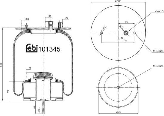 FEBI Bilstein 101345 - Кожух пневматичної ресори autocars.com.ua