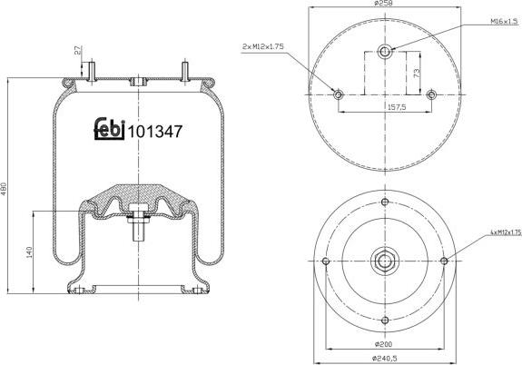 FEBI Bilstein 101347 - Кожух пневматичної ресори autocars.com.ua