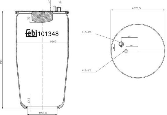 FEBI Bilstein 101348 - Кожух пневматичної ресори autocars.com.ua
