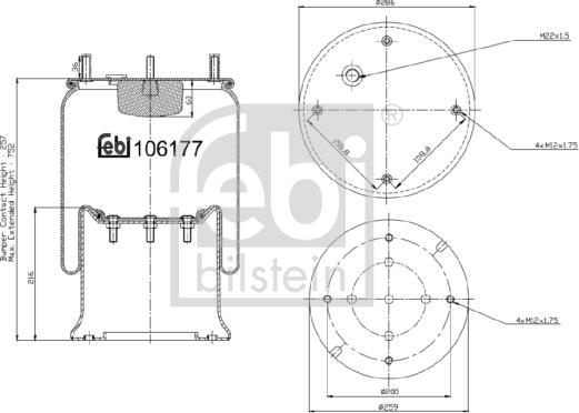 Febi Bilstein 106177 - Кожух пневматичної ресори autocars.com.ua