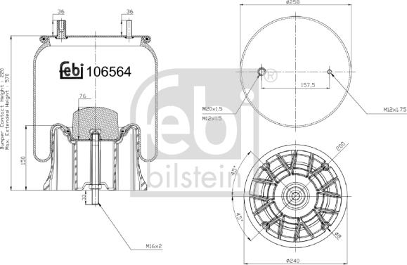 Febi Bilstein 106564 - Кожух пневматичної ресори autocars.com.ua