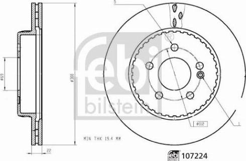 Febi Bilstein 107224 - Гальмівний диск autocars.com.ua