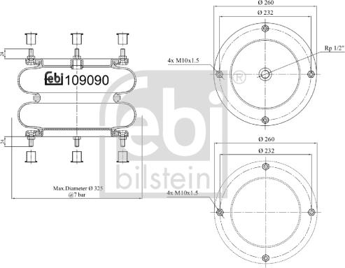 Febi Bilstein 109090 - Кожух пневматичної ресори autocars.com.ua