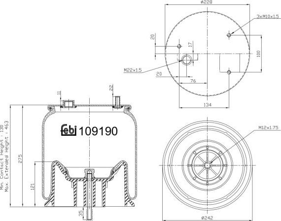 FEBI Bilstein 109190 - Кожух пневматичної ресори autocars.com.ua