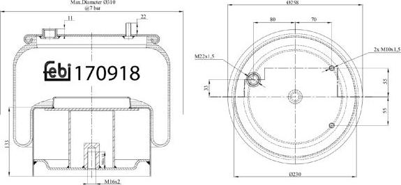 FEBI Bilstein 170918 - Кожух пневматичної ресори autocars.com.ua