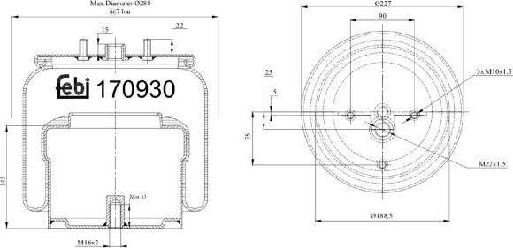 FEBI Bilstein 170930 - Кожух пневматичної ресори autocars.com.ua
