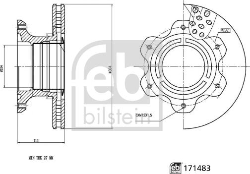 Febi Bilstein 171483 - Гальмівний диск autocars.com.ua