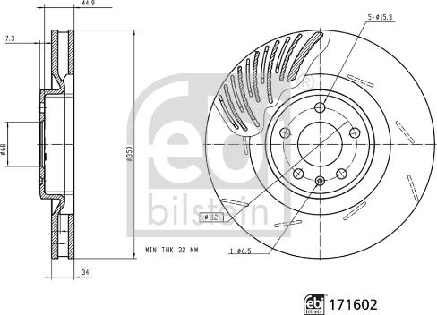 Febi Bilstein 171602 - Гальмівний диск autocars.com.ua