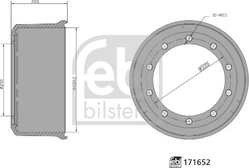 Febi Bilstein 171652 - Гальмівний барабан autocars.com.ua