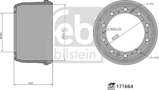 Febi Bilstein 171664 - Гальмівний барабан autocars.com.ua