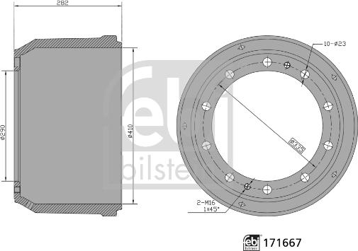 Febi Bilstein 171667 - Гальмівний барабан autocars.com.ua