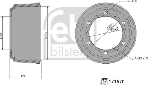 Febi Bilstein 171670 - Гальмівний барабан autocars.com.ua