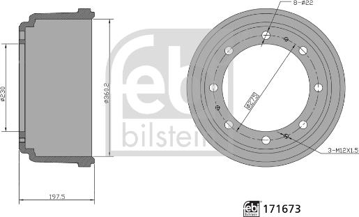 Febi Bilstein 171673 - Гальмівний барабан autocars.com.ua