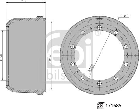 Febi Bilstein 171685 - Гальмівний барабан autocars.com.ua