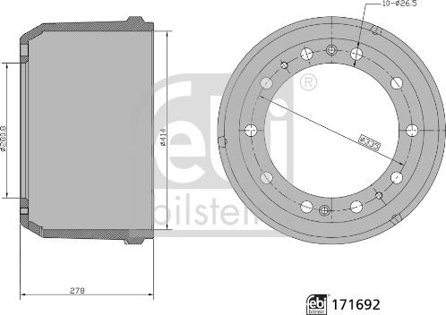 Febi Bilstein 171692 - Гальмівний барабан autocars.com.ua