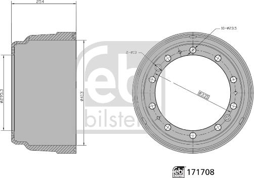 Febi Bilstein 171708 - Гальмівний барабан autocars.com.ua