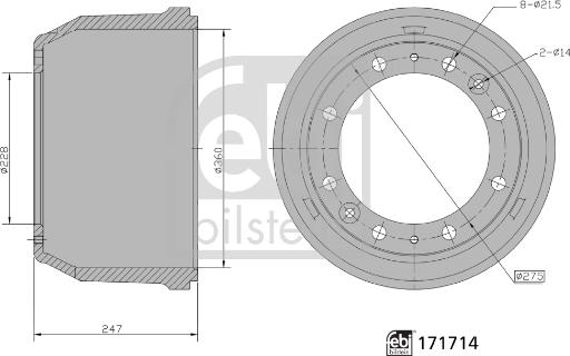 FEBI Bilstein 171714 - Гальмівний барабан autocars.com.ua