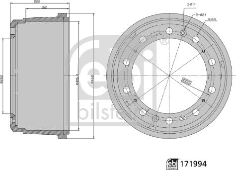 Febi Bilstein 171994 - Гальмівний барабан autocars.com.ua