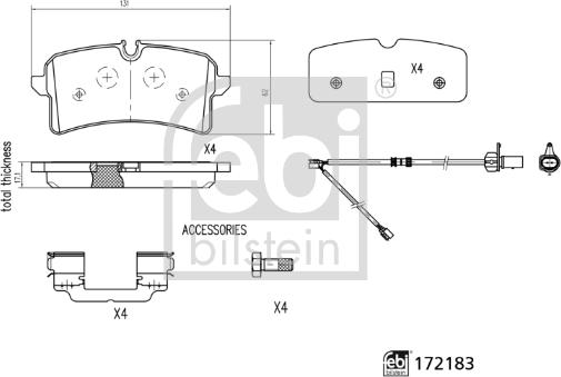 Febi Bilstein 172183 - Гальмівні колодки, дискові гальма autocars.com.ua