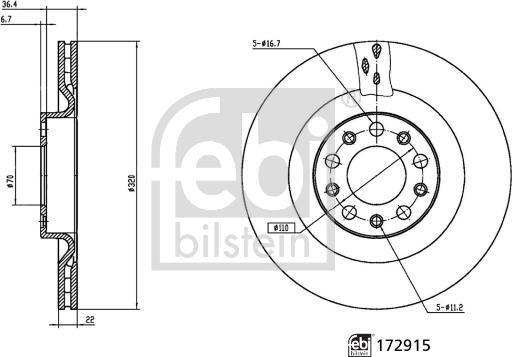 Febi Bilstein 172915 - Гальмівний диск autocars.com.ua