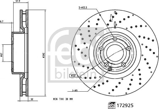 Febi Bilstein 172925 - Гальмівний диск autocars.com.ua