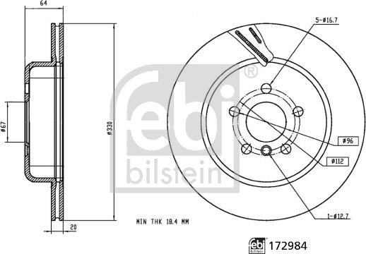 Febi Bilstein 172984 - Гальмівний диск autocars.com.ua