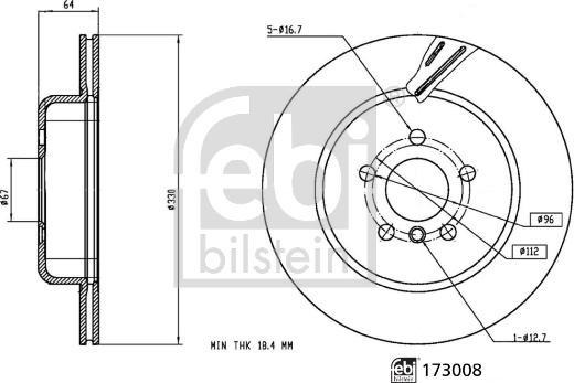 Febi Bilstein 173008 - Гальмівний диск autocars.com.ua