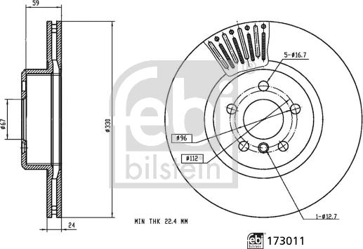 Febi Bilstein 173011 - Гальмівний диск autocars.com.ua