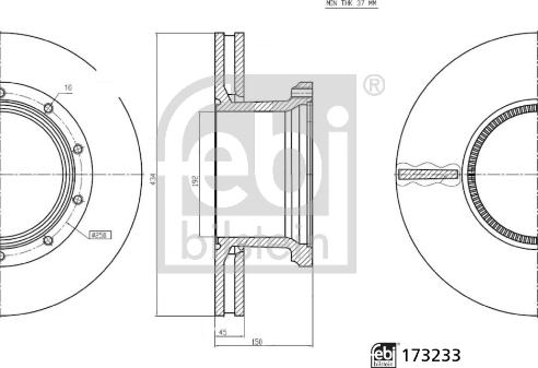 Febi Bilstein 173233 - Гальмівний диск autocars.com.ua