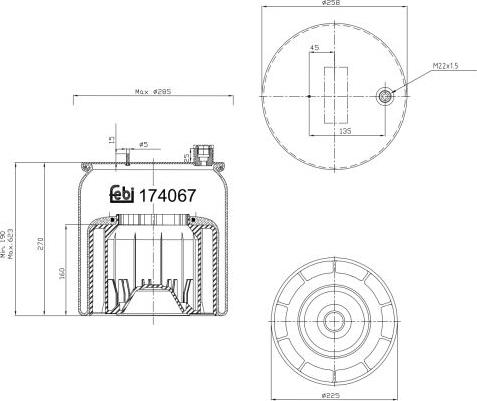 FEBI Bilstein 174067 - Кожух пневматичної ресори autocars.com.ua