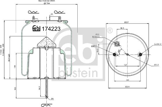 FEBI Bilstein 174223 - Кожух пневматичної ресори autocars.com.ua