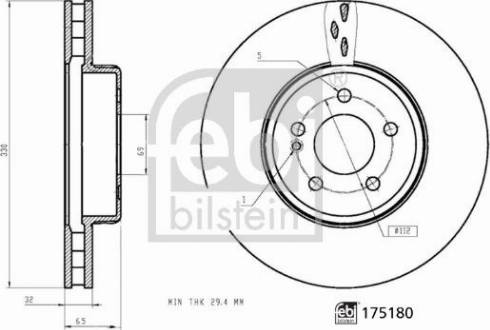 Febi Bilstein 175180 - Гальмівний диск autocars.com.ua