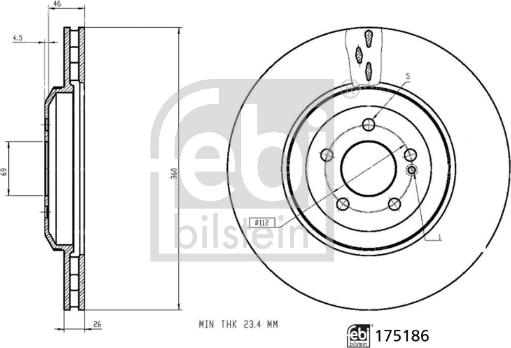 Febi Bilstein 175186 - Гальмівний диск autocars.com.ua