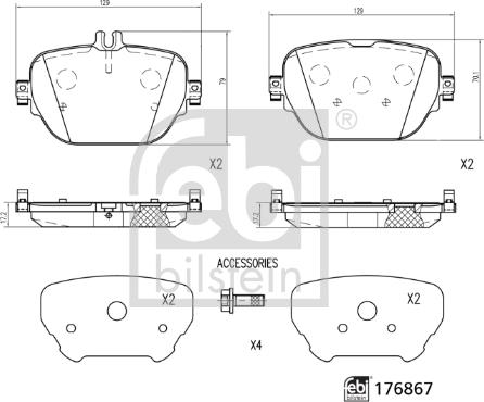 Febi Bilstein 176867 - Тормозные колодки, дисковые, комплект avtokuzovplus.com.ua