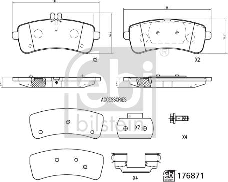 Febi Bilstein 176871 - Тормозные колодки, дисковые, комплект autodnr.net