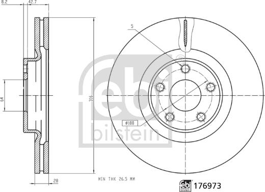 Febi Bilstein 176973 - Тормозной диск avtokuzovplus.com.ua