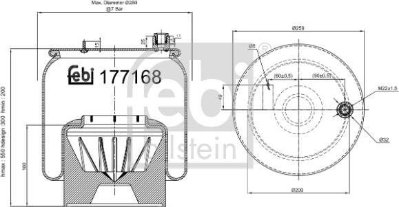 Febi Bilstein 177168 - Кожух пневматичної ресори autocars.com.ua