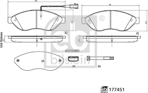 Febi Bilstein 177451 - Гальмівні колодки, дискові гальма autocars.com.ua