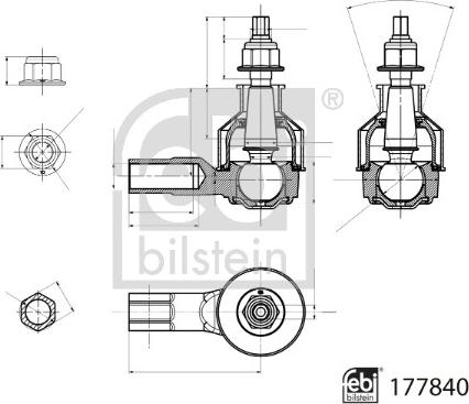 Febi Bilstein 177840 - Наконечник рулевой тяги, шарнир autodnr.net