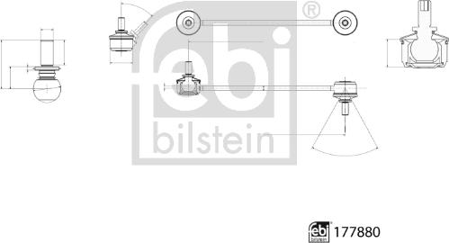 Febi Bilstein 177880 - кронштейнтяга стабілізатора з гайками autocars.com.ua