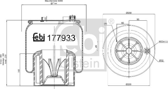 Febi Bilstein 177933 - Кожух пневматичної ресори autocars.com.ua