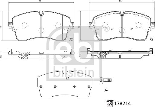 FEBI Bilstein 178214 - Гальмівні колодки, дискові гальма autocars.com.ua