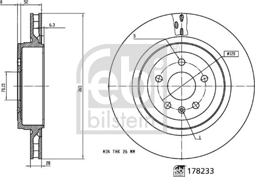 Febi Bilstein 178233 - Гальмівний диск autocars.com.ua