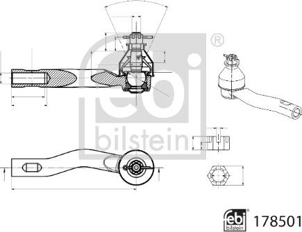 Febi Bilstein 178501 - Наконечник рулевой тяги, шарнир avtokuzovplus.com.ua