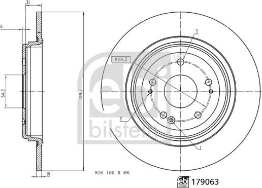 Febi Bilstein 179063 - Гальмівний диск autocars.com.ua