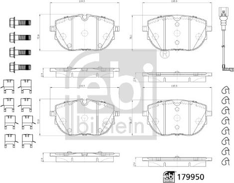 Febi Bilstein 179950 - Гальмівні колодки, дискові гальма autocars.com.ua