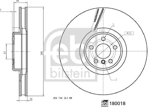 Febi Bilstein 180018 - Гальмівний диск autocars.com.ua